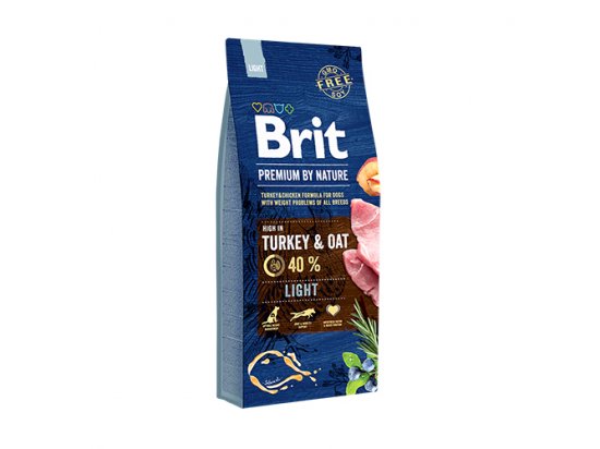 Фото - сухий корм Brit Premium Dog Light Turkey & Oat сухий корм для собак, схильних до повноти ИНДИЧА та ОВЕС