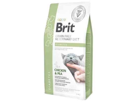 Фото - ветеринарные корма Brit Veterinary Diet Cat Grain Free Diabetes Chicken & Pea беззерновой сухой корм для кошек при диабете КУРИЦА и ГОРОХ