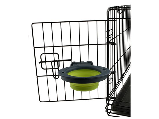Фото - миски, поилки, фонтаны DEXAS Collapsible Kennel Bowl-Small - Миска складная с креплением для клетки для собак и кошек МАЛЕНЬКАЯ, зеленый