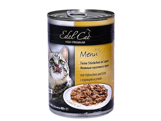 Фото - влажный корм (консервы) Edel Cat Консервы для кошек - кусочки в соусе, УТКА и КУРИЦА