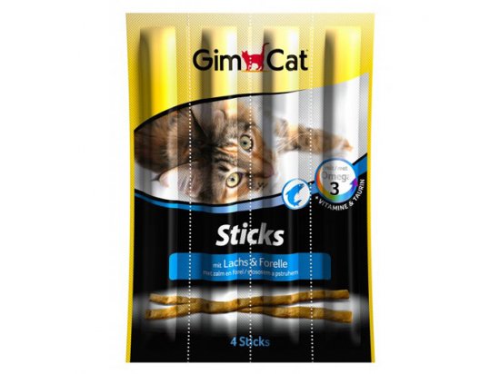 Фото - ласощі Gimcat Sticks mit Lachs und Forelle - рибні палички для кішок ЛОСОСЬ та ФОРЕЛЬ