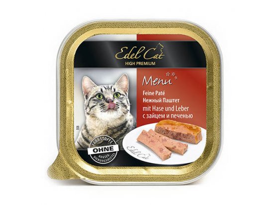 Фото - влажный корм (консервы) Edel Cat (Эдель Кeт) mit Hase und Leber - паштет для кошек (заяц и печень)