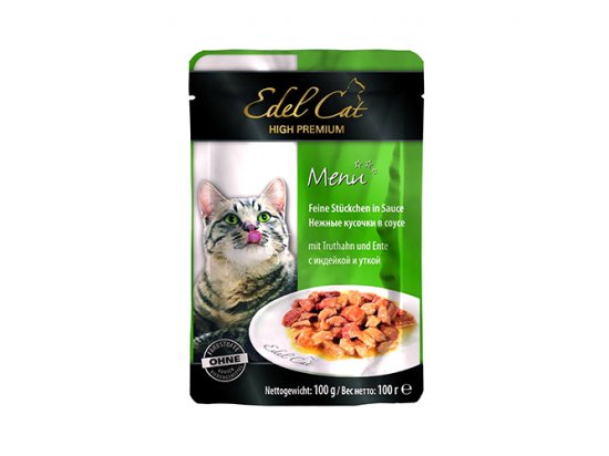 Фото - влажный корм (консервы) Edel Cat (Эдель Кeт) mit Truthahn und Ente - консервы для кошек - кусочки в соусе, утка и индейка