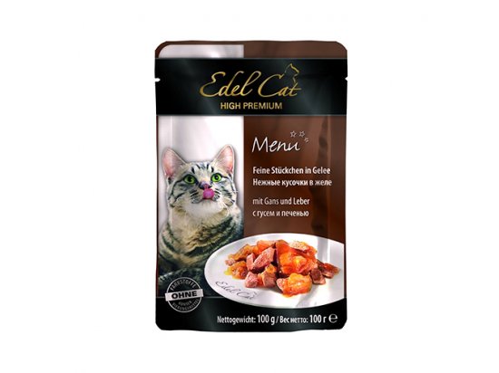 Фото - влажный корм (консервы) Edel Cat (Эдель Кeт) mit Gans und Leber - консервы для кошек - кусочки в желе, печень и гусь