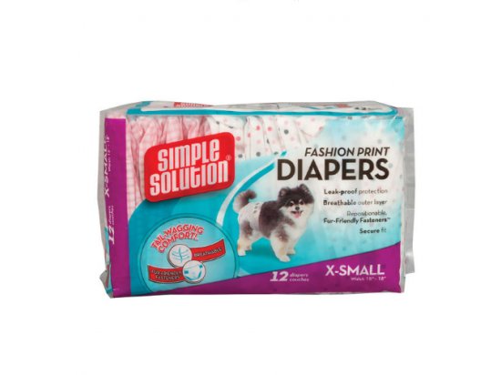 Фото - памперсы и трусики Simple Solution Fashion Print Diapers - Гигиенические подгузники для собак с узором (12 шт.)