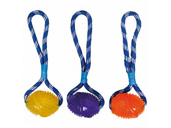 Фото - іграшки Flamingo FOOTBALL COTTON ROPE іграшка для собак, м'яч на мотузці з петлею