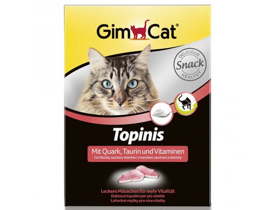 Фото - лакомства Gimcat TOPINIS витаминные мышки с таурином и творогом, лакомство для кошек