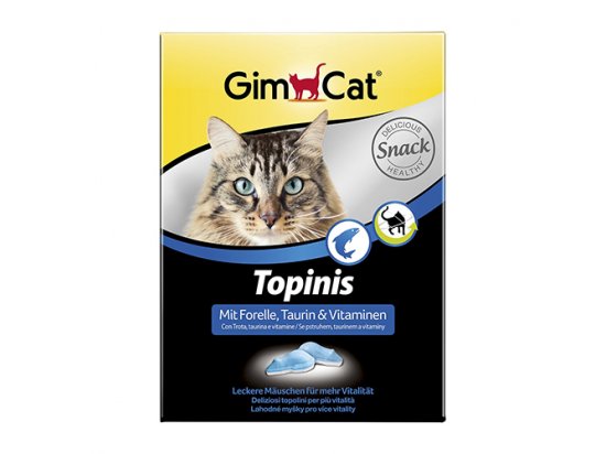 Фото - лакомства Gimcat TOPINIS FORELLE витаминные мышки с форелью, лакомство для кошек