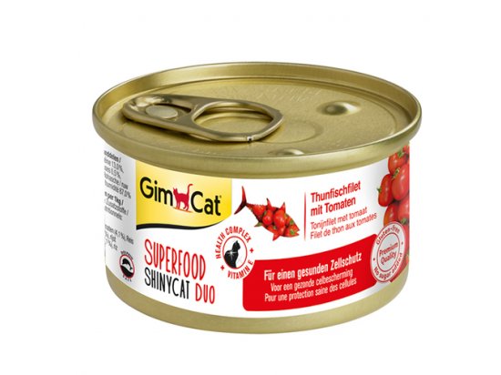 Фото - вологий корм (консерви) Gimcat SUPERFOOD TUNA FILLET TOMATEN (ТУНЕЦЬ І ПОМІДОР) консерви для котів