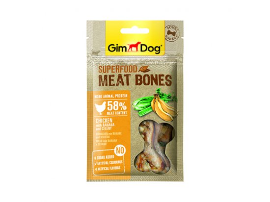 Фото - ласощі Gimdog Superfood мясные косточки для собак Курица с бананом и сельдереем