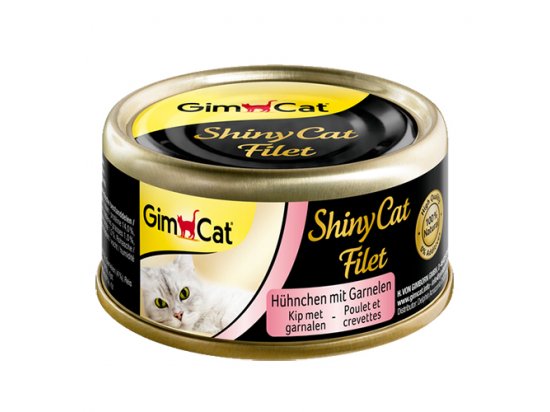Фото - вологий корм (консерви) Gimcat (Джимкет) SHINY CAT FILET (КУРКА & КРЕВЕТКА ФІЛЕ) консерви для котів