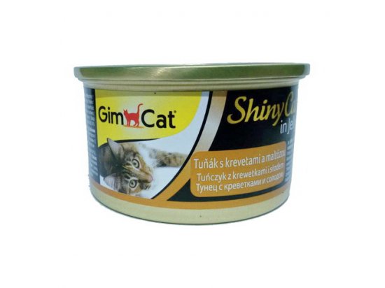 Фото - вологий корм (консерви) Gimcat (Джимкет) SHINY CAT JELLY (ТУНЕЦЬ & КРЕВЕТКА та СОЛОД У ЖЕЛЕ) консерви для котів