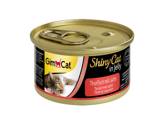 Фото - вологий корм (консерви) Gimcat (Джимкет) SHINY CAT JELLY (ТУНЕЦЬ & ЛОСОСЬ в ЖЕЛЕ) консерви для котів