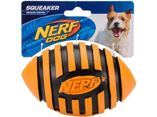 Фото - игрушки Hagen NERF DOG Spiral Squeak Football Игрушка в форме мяча для регби, 8,5 см
