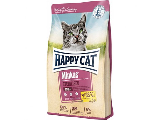 Фото - сухой корм Happy Cat (Хэппи Кет) MINKAS STERILISED (МИНКАС STERILISED) корм для стерилизованных кошек и кастрированных котов