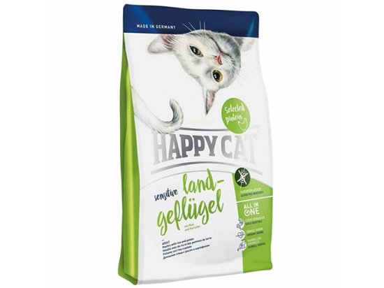 Фото - сухий корм Happy Cat (Хепі Кет) SENSITIVE LAND-GEFLUGEL (СЕНСИТИВ ДОМАШНИЙ ПТИЦЯ) корм для кішок з чутливим травленням
