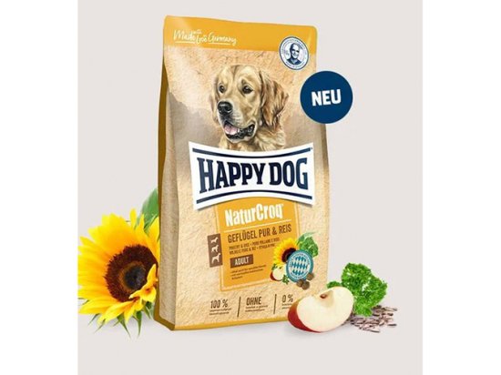 Фото - сухий корм Happy Dog NATUR CROQ GEFLÜGEL & REIS корм для дорослих собак (Птиця і рис)