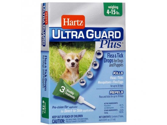 Фото - від бліх та кліщів Hartz Ultra Guard PLUS (4 в 1) капли от блох, яиц блох, клещей и комаров для собак