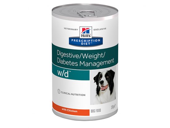 Фото - ветеринарные корма Hill's Prescription Diet w/d Digestive/Weight/Diabetes Management лечебные консервы для собак КУРИЦА, 370 г