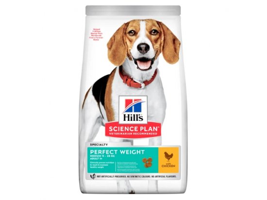 Фото - сухий корм Hill's Science Plan PERFECT WEIGHT MEDIUM корм для підтримки ваги середніх собак з куркою