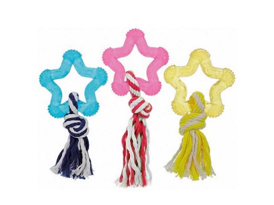 Фото - іграшки Flamingo (Фламінго) GOOD4FUN STAR WITH ROPE Латексна зірка з мотузкою, іграшка для собак