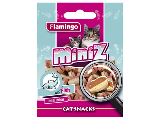 Фото - ласощі Flamingo MINIZ MINI MICE Ласощі для кішок у вигляді мишок зі смаком риби