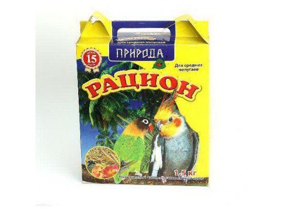 Фото - корм для птахів Раціон - Корм для середніх папуг, 1,5 кг