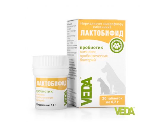 Veda Лактобифид - пробиотики для животных, 20 табл.