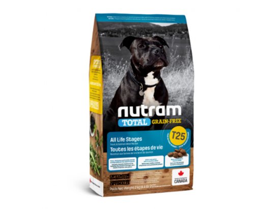 Фото - сухой корм Nutram T25 Total Grain-Free SALMON & TROUT (ЛОСОСЬ И ФОРЕЛЬ) беззерновой корм для щенков и взрослых собак