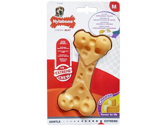 Фото - іграшки Nylabone EXTREME CHEW CHEESE BONE жувальна іграшка для собак, смак сиру