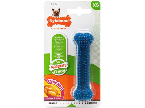 Фото - игрушки Nylabone MODERATE CHEW DENTAL BONE жевательная игрушка для собак КОСТЬ, вкус курицы