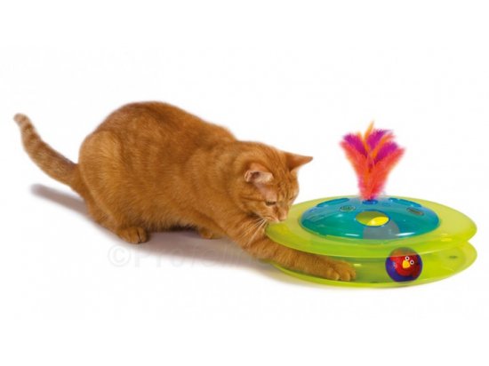 PETSTAGES Sights&Sounds Birdie Chase - Музыкальный Трек с мячиком и птичкой - игрушка для кошек, диаметр 31 см