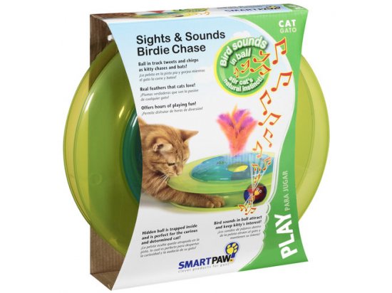 PETSTAGES Sights&Sounds Birdie Chase - Музичний Трек з м'ячиком та пташкою - іграшка для кішок, діаметр 31 см - 2 фото