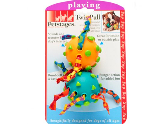 PETSTAGES Twin Pull - Два мяча на канате - игрушка для собак, диаметр 6,5 см - 3 фото