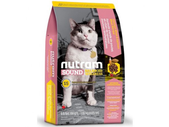 Фото - сухий корм Nutram S5 Sound Balanced Wellness ADULT & SENIOR (ЕДАЛТ та СЕНЬОР) корм для дорослих кішок з куркою та лососем