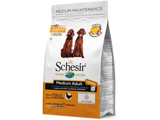 Фото - сухой корм Schesir MEDIUM ADULT сухой монопротеиновый корм для собак средних пород КУРИЦА