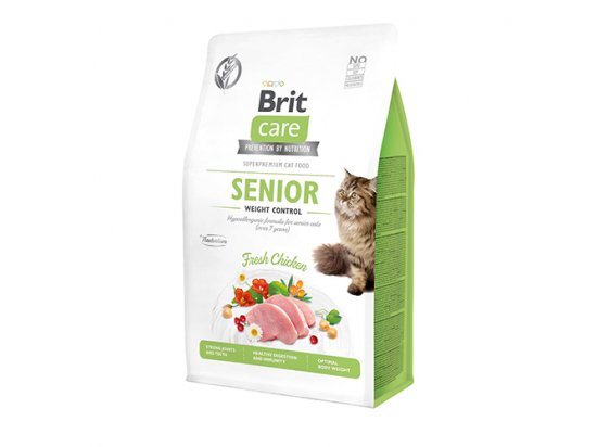 Фото - сухий корм Brit Care Cat Grain Free Senior Weight Control Chicken беззерновий сухий корм для дорослих кішок із зайвою вагою КУРКА
