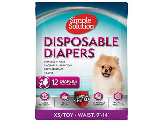 Фото - памперсы и трусики Simple Solution DISPOSABLE DIAPERS X-SMALL TOY гигиенические подгузники для собак малых пород, 12 шт