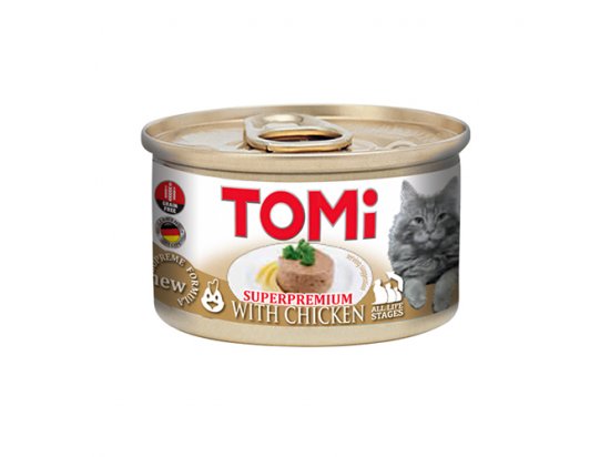 Фото - вологий корм (консерви) Tomi CHICKEN консерви для кішок, мус КУРКА