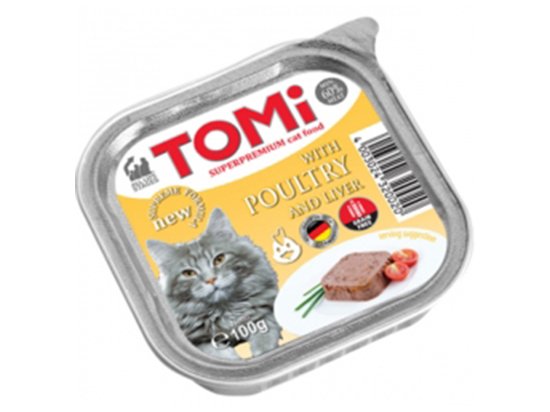 Фото - влажный корм (консервы) TOMi Poultry+Liver консервы для кошек - паштет, птица и печень