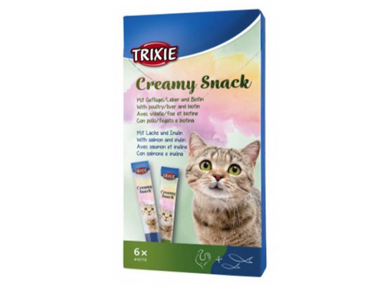 Фото - лакомства Trixie CREAMY SNACKS лакомство в виде крема для кошек (лосось/птица+печень)