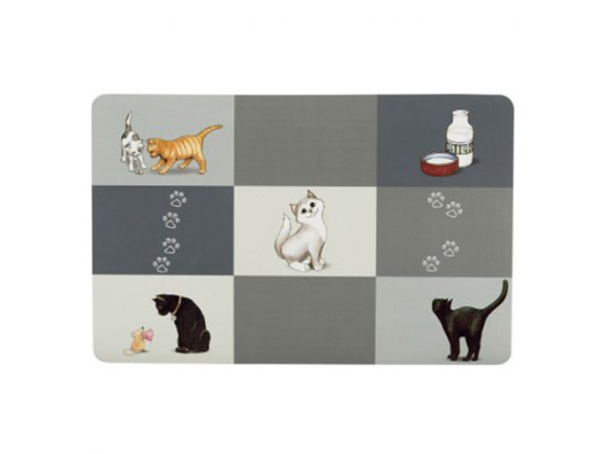 Фото - миски, напувалки, фонтани Trixie PATCHWORK CAT килимок під миски для собак та котів, пластик (24579)