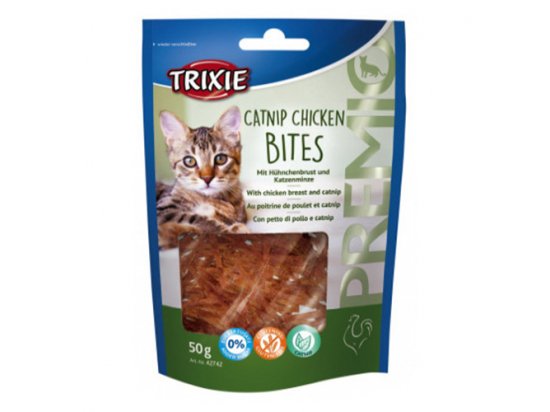 Фото - ласощі Trixie PREMIO CHICKEN BITES ласощі для кішок з курячою грудкою та котячою м'ятою