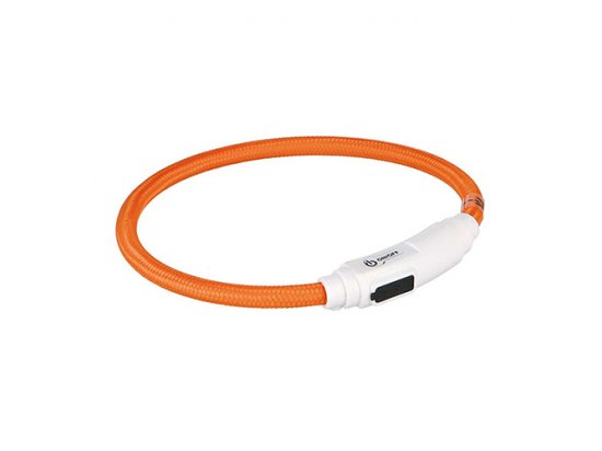 Фото - амуниция Trixie USB Flash Light Ring - Ошейник светящийся для собак, оранжевый