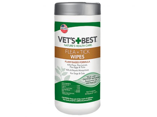 Фото - повседневная косметика Vets Best FLEA TICK WIPES влажные салфетки от насекомых для собак и кошек