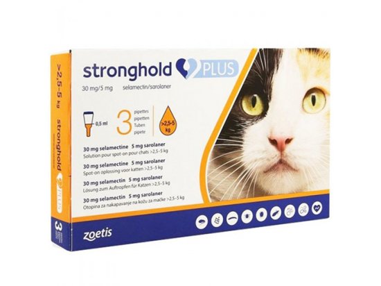 Фото - от блох и клещей Zoetis Stronghold PLUS капли от внутренних и внешних паразитов для кошек, профилактика дирофиляриоза
