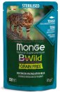 Фото - вологий корм (консерви) Monge Cat Bwild Grain Free Sterilised Tuna, Shrimps & Vegetables вологий корм для стерилізованих котів ТУНЕЦЬ, КРЕВЕТКИ та ОВОЧІ, пауч