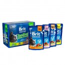 Фото - вологий корм (консерви) Brit Premium Cat Sterilized Plate Chunks консерви для стерилізованих кішок, шматочки в соусі АСОРТІ 4 СМАКИ