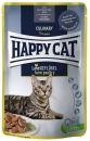 Фото - вологий корм (консерви) Happy Cat (Хепі Кет) MEAT IN SAUCE CULINARY FARM POULTRY вологий корм для котів шматочки в соусі ПТИЦЯ