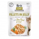 Фото - влажный корм (консервы) Brit Care Cat Fillets in Jelly Adult Trout, Cod, Carrot & Rosemary консервы для кошек ТРЕСКА и ФОРЕЛЬ